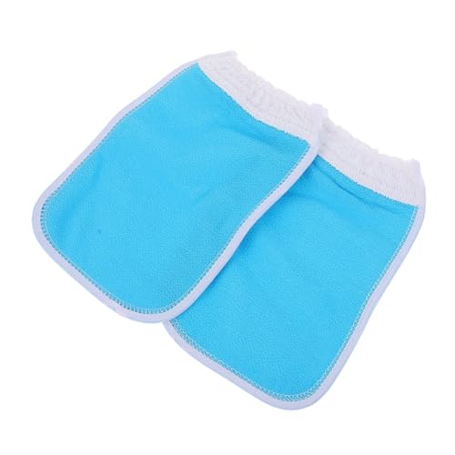 VICASKY 2 Stück Badetuch Peeling-Handschuh Dreck schrubben Fausthandschuh Bathhandschuh Körperwäscher für die Dusche Badehandschuhe für Duschpeeling Handschuhe duschen Pflanzenfasern Blau von VICASKY