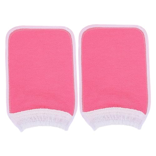 VICASKY 2 Stück Badetuch Peeling Schrubben Sie Fäustlinge Duschschrubber Fausthandschuh schwer Schrubben des Handschuhs nach Körper Körperwäscher für die Dusche Pflanzenfasern Rosa von VICASKY