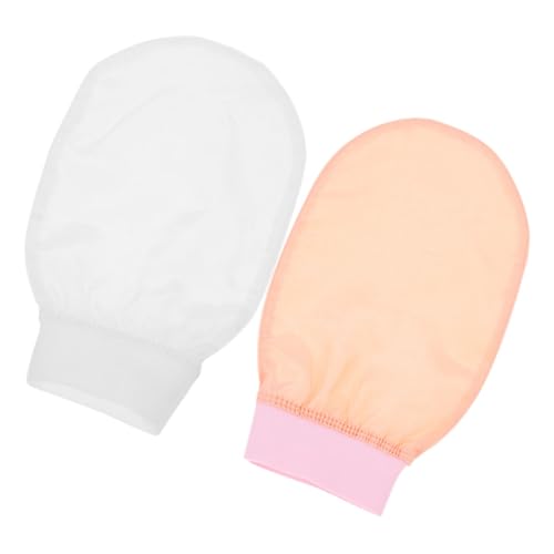 VICASKY 2 Stück Badetuch Schrubber Für Tote Haut Schrubben Pads Weiß Seidig Peeling-badehandschuhe Erwachsene Fausthandschuh Waschhandschuhe Zum Duschen Luffa Sanft Mikrofaser Die Seide von VICASKY