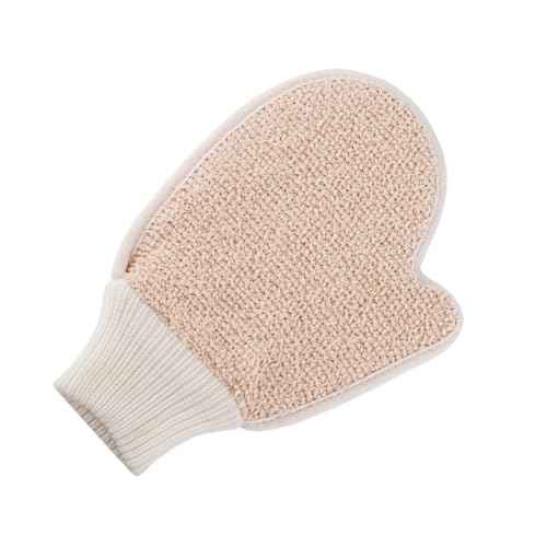 VICASKY 2 Stück Badetuch Schrubbhandschuhe Badeschwämme zum Duschen Reiben waschen Peeling-Körperwäscher mit Griffen Handschuhe aus abgestorbener Haut Duschhandschuh Hautpflege-Tools Beige von VICASKY