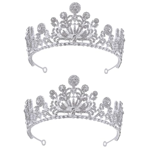 VICASKY 2 Stück Barock Krone Haarschmuck Silber mit Funkelnden Strasssteinen Langlebiges Festival Kopfschmuck für Hochzeit Party und Cosplay Hochwertiger und Robustem Design von VICASKY