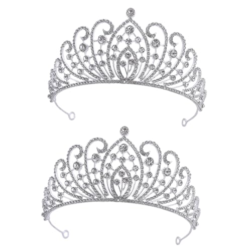 VICASKY 2 Stück Barockstil Brautkrone mit Strasssteinen Silberweißes Diadem Eleganter Haarschmuck für Frauen und Mädchen Geeignet für Hochzeit Party Fotoshooting und Festliche Anlässe von VICASKY