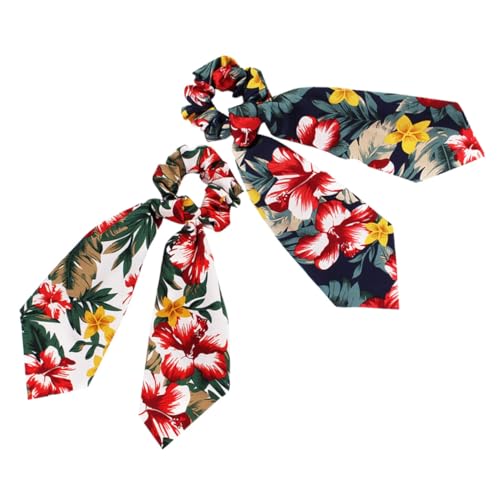 VICASKY 2 Stück Bedruckter Seidenschal Haarring Lockiges Haarband Dickes Haar Scrunchies Tropische Haargummis Scrunchies Für Scrunchies Haare Mädchen Elastisches Haar von VICASKY