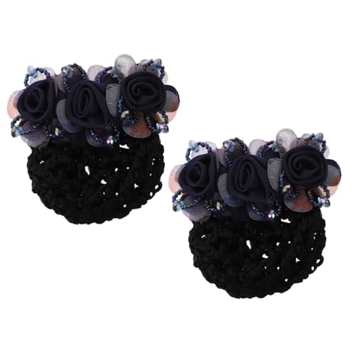 VICASKY 2 Stück Blumen Haarnetz Clips Stoffnetz Haarnetz Haarklammer für Damen Dutt Halter Elegant Schlicht für Alltag und Fest Geeignet von VICASKY