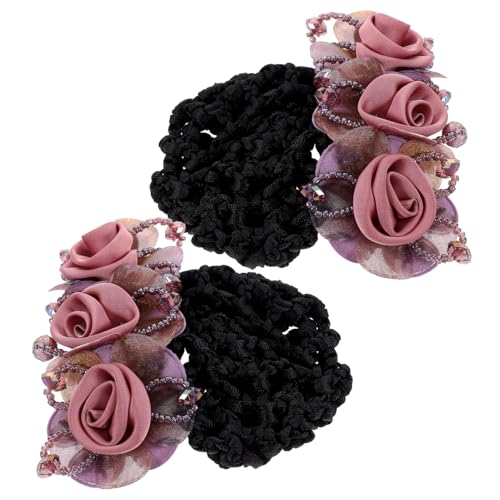 VICASKY 2 Stück Blumen Haarspange mit Netz Haarnetz für Dutt Damen Fester Sitz für Dünnes und Dickes Haar Eleganter Haarschmuck für Alltag und Festliche Anlässe von VICASKY