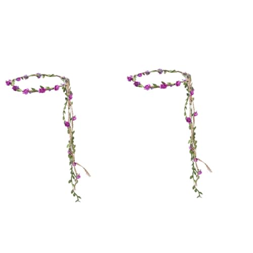 VICASKY 2 Stück Blumenkranz Stirnband mit Künstlichen Blüten Verstellbarer Kopfschmuck für Braut und Party Süßer Haarreif mit Design als Foto Requisite und Festival Accessoire von VICASKY