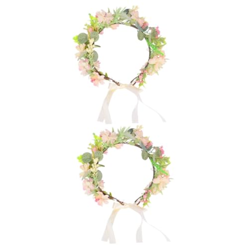 VICASKY 2 Stück Braut Blumen Haarreif Hochzeits Haarschmuck mit Zarten Trockenblumen Eleganter Blumenkranz Stirnband für Frauen Geeignet für Hochzeit Party Fotoshootings und Festliche von VICASKY