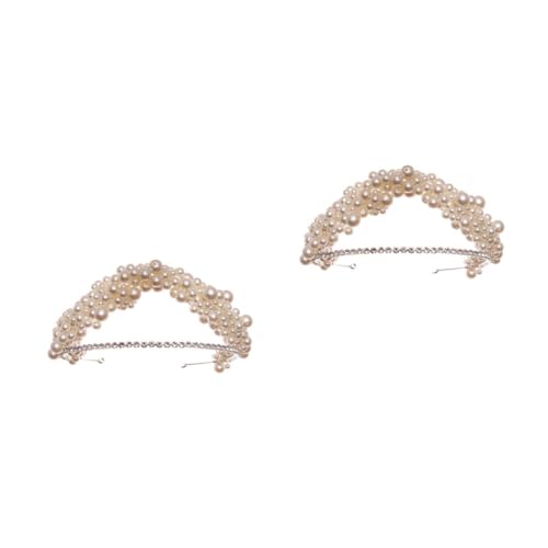 VICASKY 2 Stück Braut Haarband mit Doppellagigen Weißen Perlen und Funkelnden Strasssteinen Stilvolles Damen Accessoire für Hochzeit Verlobung Party und Festliche Anlässe von VICASKY