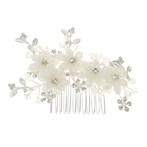 VICASKY 2 Stück Braut Haarkamm mit Weißer Blumen und Perlenverzierung Seitlicher Insert Comb für Hochzeit Bequemer Brautschmuck für Damen Eleganter Hochzeitshaarschmuck Festlicher von VICASKY