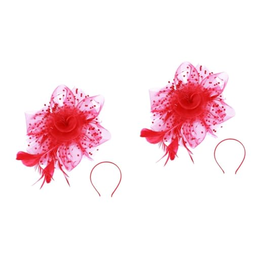 VICASKY 2 Stück Braut Haarschmuck Roter Fascinator Haarnadel mit Perlen Handgefertigtes Kopfschmuck Accessoire für Hochzeit Party Verlobung Festlicher Damen Haarschmuck VICASKY 2 Stück Braut Haarschmuck Roter Fascinator Haarnadel mit Perlen Handgefertigtes Kopfschmuck Accessoire für Hochzeit Party Verlobung Festlicher Damen Haarschmuck von VICASKY