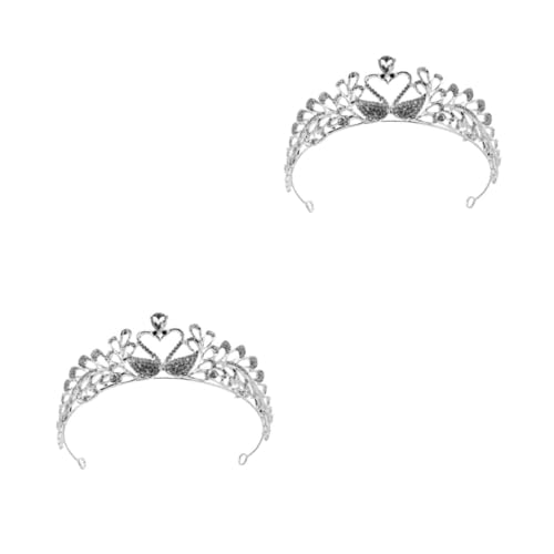 VICASKY 2 Stück Braut Tiara Haarreif mit Swan Love Heart Design Leichter Kopfschmuck für Hochzeit Verlobung und Party Langlebiges Material Silberfarben von VICASKY