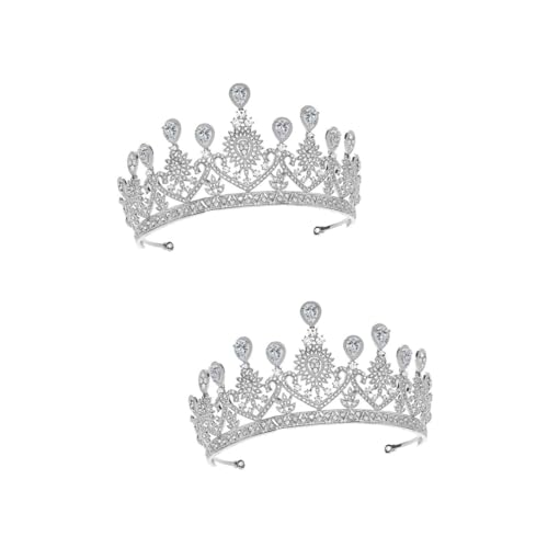 VICASKY 2 Stück Braut Tiara Herzförmige Zirkoniumlegierung Haar Schmuck Hochzeit Haarschmuck Silber Accessoire für Damen und Festliche Anlässe von VICASKY