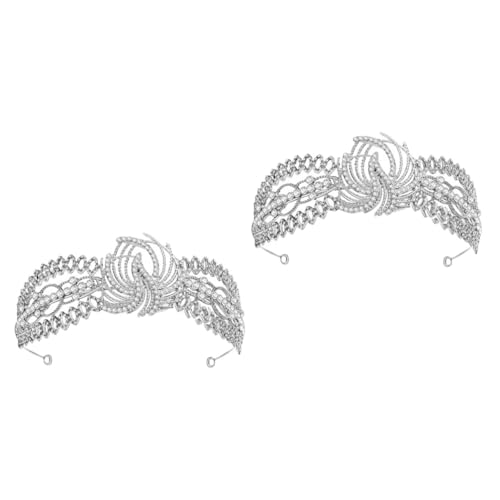 VICASKY 2 Stück Braut Tiara Stirnband aus Langlebiger Legierung mit Funkelnden Strasssteinen Leicht und Komfortabel für Hochzeit Party Festival und Festlichen Haarschmuck von VICASKY
