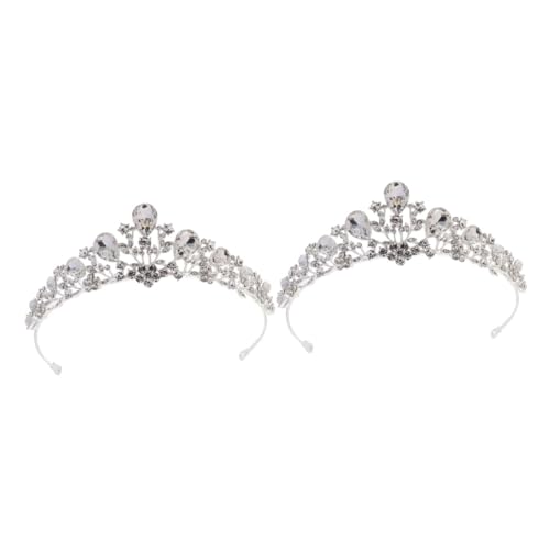 VICASKY 2 Stück Braut Tiara mit Strasssteinen Leichtes Damen Diadem für Hochzeit Verlobung Geburtstag und Besondere Anlässe Langlebiger Haarschmuck mit Blattdesign Komfortables Stirnband von VICASKY