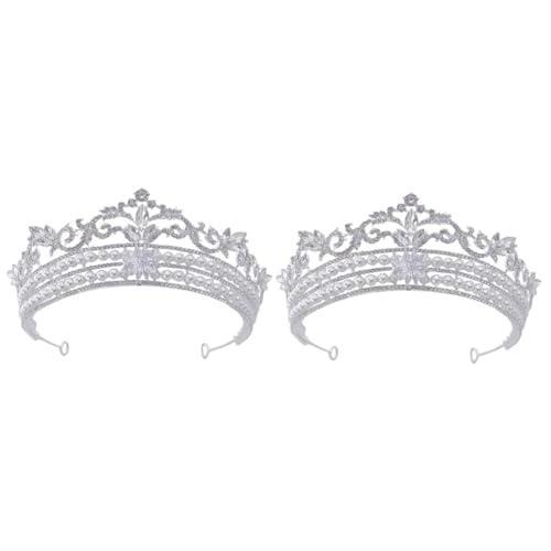 VICASKY 2 Stück Braut Tiara mit und Perlen Leichtes Haarschmuck Diadem für Hochzeit Abschlussball und Festliche Anlässe Komfortable Haarspange für Damen und Mädchen von VICASKY
