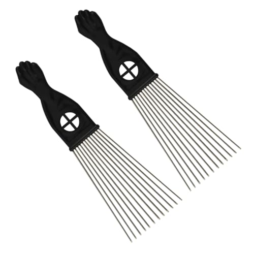 VICASKY 2 Stück Breiter Haarkamm aus Stahl Fan Förmiger Kamm mit Kunststoffgriff zum Entwirren von Haaren für Männer Jungen Salon Geeignet von VICASKY