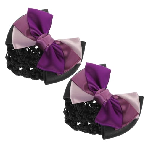VICASKY 2 Stück Damen Haarnetz mit Schleife Dreischichtiges Elastisches Dutt Haarnetz Klassischer Haarschmuck für Ballett Beruf und Alltag Stilvolles Haarschmuck Accessoire für Frauen und von VICASKY