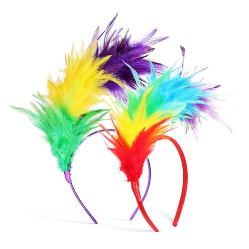 VICASKY 2 Stück Damen Schmuck Haarreifen Bunt Federn Haarschmuck Vintage Look Party Festival Karneval Kopfschmuck von VICASKY
