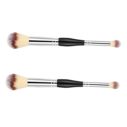 VICASKY 2 Stück Doppelkopf Puderpinsel Weiche Premium Fasern Dichtes Make Up Brush für Lose Puder und Highlighter Bruchsicherer Griff Leicht zu Reinigen für Damen und Professionelle von VICASKY
