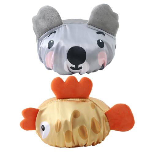 VICASKY 2 Stück Duschhaube Wasserdichte Badekappe mit Elastischem Cartoon Koala und Fisch Leichter Komfortabler Haarschutz für Mädchen Beim Baden und Haarewaschen von VICASKY