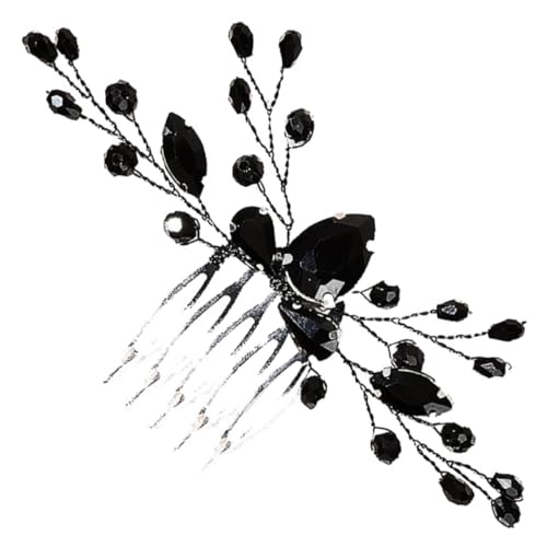 VICASKY 2 Stück Eleganter Schwarzer Haarkamm mit Strasssteinen für Braut Modischer Hochzeitsschmuck Handgefertigter Einsatzkamm Edles Haarteil für Hochzeitsfrisuren und Festliche Anlässe von VICASKY