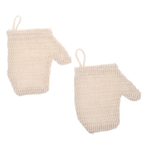 VICASKY 2 Stück Exfolierende Baumwoll Leinen Handschuhe für Dusche Sanfte Doppelseitige Peeling Handschuhe zur Effektiven Hautreinigung Wiederverwendbar Leicht für Damen und Herren von VICASKY