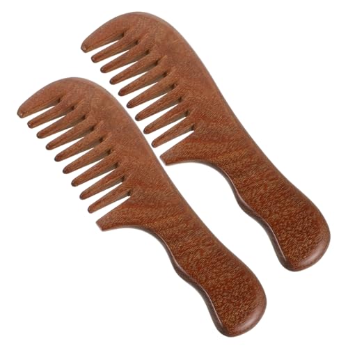 VICASKY 2stücke Breiter Holzhaar-kamm Mit Breiten Zähnen Zum Entwirren Von Locken Und Wellen Ergonomischer Griff Für Kopfhautmassage Langlebiger Duschkamm Für Damen Und Herren von VICASKY