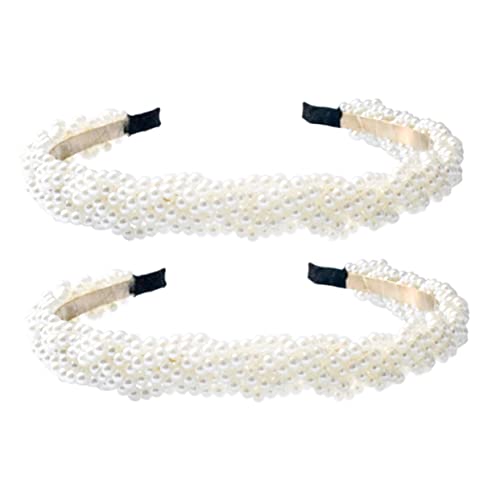 VICASKY 2stücke Stilvolles Simulierte Perlen Stirnband Haarband Hochzeit Perle Kopf Schmuck von VICASKY