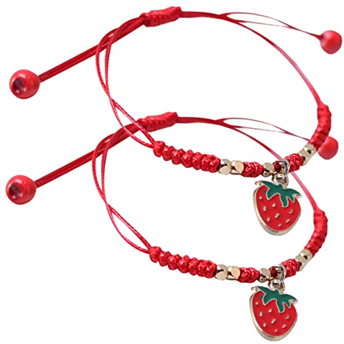 VICASKY Erdbeerarmband 2 Stück Geflochtenes Freundschaftsarmband Baumwolle Einstellbare Damenarmbänder für Mädchen Obstarmband für Besondere Anlässe von VICASKY