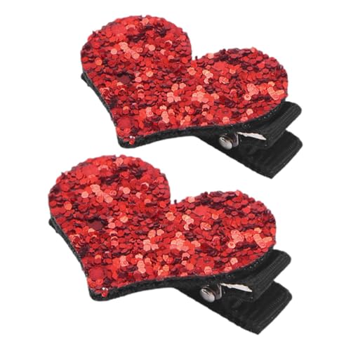 VICASKY 2 Stück Glitzer Herz Haarspangen für Mädchen Valentinstag Haarschmuck Süße Haarnadeln Langlebige Haarspangen Modisches Design von VICASKY