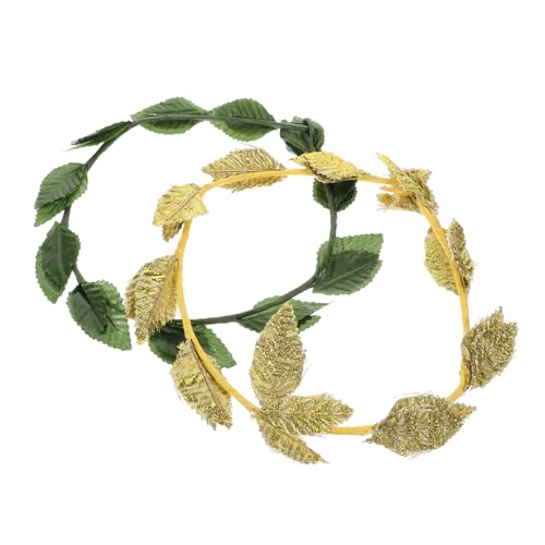 VICASKY 2 Stück Goldene Lorbeerkrone Teiliges Römische Blattkrone Haarschmuck für Frauen Braut Kopfband Cosplay Tanz Ball Hochzeit von VICASKY