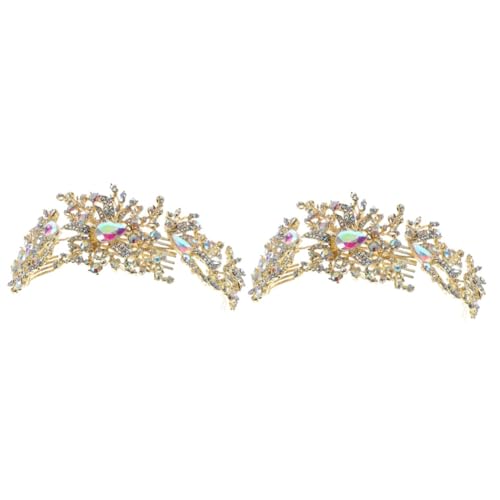 VICASKY 2 Stück Goldfarbener Strass Haarkamm mit Funkelnden Kristallen Leichter Stabiler Braut Haarschmuck für Hochzeit Festhaltender Clip für Frauen und Hochzeitsgäste Eleganter von VICASKY