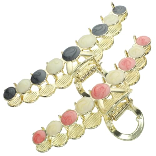 VICASKY 2 Stück Große Haarklammern Metall Stabile Haarklammer für Dickes Haar Modische Haarkrallen Clips für Frauen Stilvolles Styling Zubehör in Beige und Granatrot Vielseitig und von VICASKY