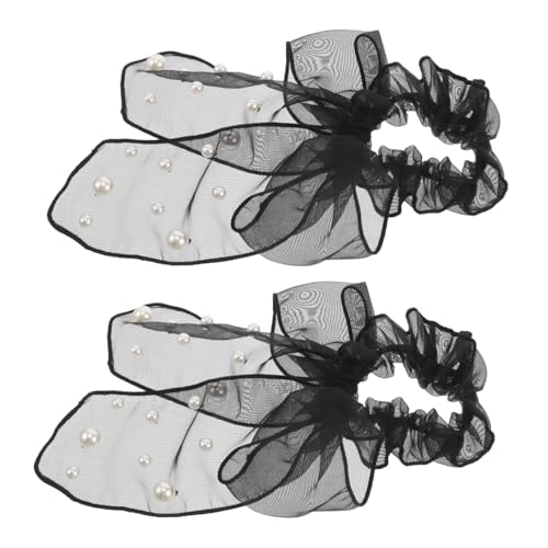 VICASKY 2 Stück Haargummis für Damen Große Chiffon Haargummis mit Oversized Organza Bogen Elastische Haarties für Partys und Schwarz von VICASKY