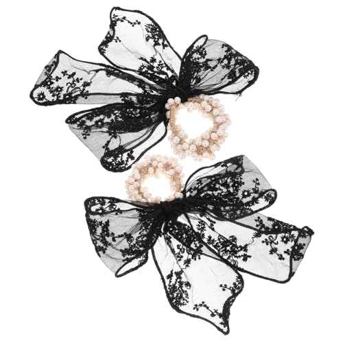 VICASKY 2stücke Elastisches Haarband Mit Perlen Für Damen Elegante Bogen Haar Krawatten Spitze Pferdeschwanz Halter Für Mädchen Und Frauen Leicht Und Kompakt Design Für Jeden Anlass von VICASKY