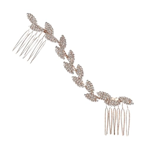 VICASKY 2 Stück Haarkamm mit Glänzenden Blättern Eleganter Brautschmuck Goldfarbener Kurzer Haarkamm für Damen Perfektes Accessoire für Hochzeit Party und Festliche Anlässe von VICASKY
