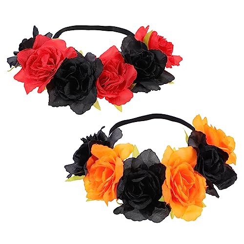 VICASKY 2 Stück Haarreifen für Halloween Künstlicher Haarschmuck mit Schwarzen Orangefarbenen und Roten Partys und Rutschfest und Stylisch von VICASKY