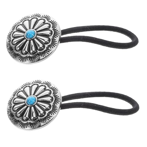 VICASKY 2stücke Elastische Haarschmuck Blumen Haargummis Für Damen Western Boho Stil Haarschmuck Pferdeschwanzhalter Accessoire Halter Schmuck Clip Band Conchos Seil Ornament Stilvoll von VICASKY
