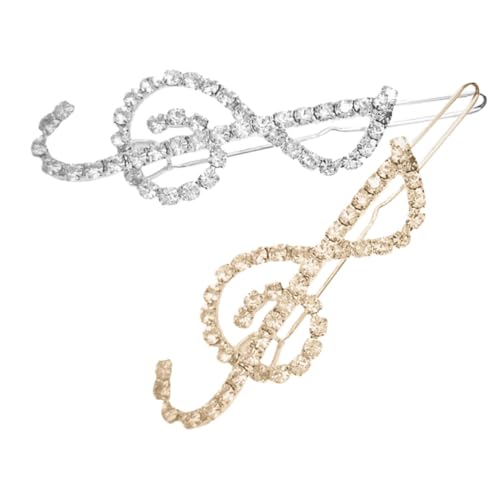 VICASKY 2 Stück Haarspangen Musiknoten mit Funkelnde Haarklammern für Stilvolle Frisuren Haaraccessoires für Partys und Damen Haarschmuck von VICASKY