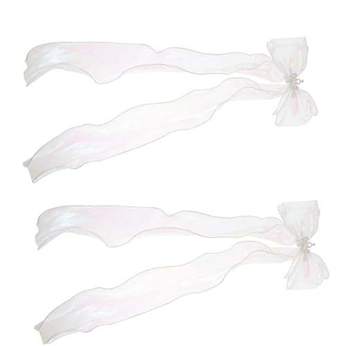 VICASKY 2 Stück Haarspangen mit Weißer Spitze Schleife und Glänzender Kronenverzierung Lange Bänder Haarklammern für Teenager Mädchen Komfortabel und Langlebig Verspieltes Design von VICASKY