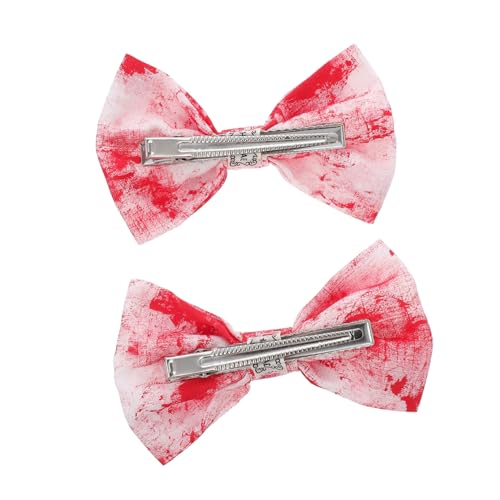 VICASKY 2 Stück Halloween Haarspangen Blutrot Schleifen Haarclips Dekorative Haarschmuck für Frauen und Vielseitig Tragbar an Kleidung und Accessoires Perfektes Halloween Kostümzubehör von VICASKY