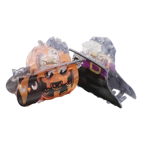VICASKY 2 Stück Halloween Haarspangen aus Acryl mit Gruseligen Kürbis und Hexenhut Motiven Rutschfeste Dekorative Haarklammern für Mädchen und Frauen Leichte Robuste Clips für Party und von VICASKY