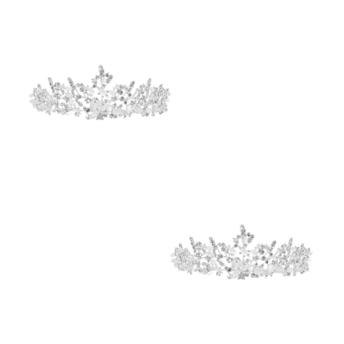 VICASKY 2 Stück Handgefertigte Kristallglas Strasskrone Damen Hochzeit Haaraccessoire Braut Haarschmuck für Party Festliche Anlässe von VICASKY