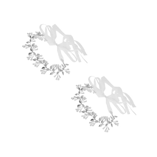 VICASKY 2 Stück Handgefertigtes Braut Haarschmuck Stirnband mit Silber Kristallen und Legierungsblättern Eleganter Perlen Haarreif für Hochzeit und Festliche Anlässe Stilvolles Haarschmuck von VICASKY