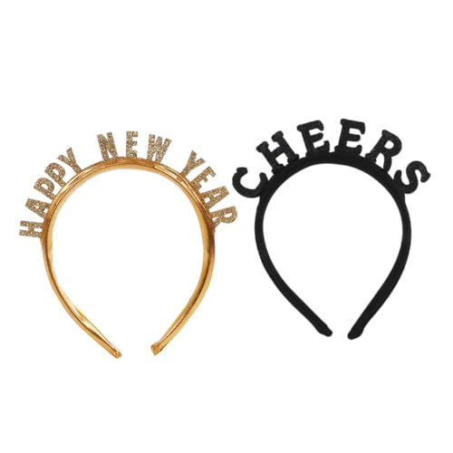 VICASKY 2 Stück Happy Year Haarreifen Kreativer Buchstaben Kopfschmuck für Silvesterfeiern und Partys Fester für Unvergessliche Feiern von VICASKY