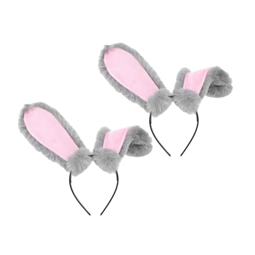 VICASKY 2 Stück Hasenohr Stirnband Pelziges Kostüm Hase Gastgeschenke Pelzige Ohren Kopfbedeckung Hasenohren Damen Haarreifen Mit Hasenohren Kleine Hasenohren Hasen-cosplay Stoff Grau von VICASKY