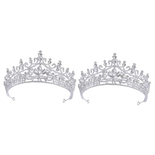 VICASKY 2 Stück Hochzeit Brautkrone mit Strasssteinen Funkelnde Prinzessin Tiara für Damen Eleganter Haarschmuck für Hochzeit Geburtstag Valentinstag Wiederverwendbare Silber Krone von VICASKY