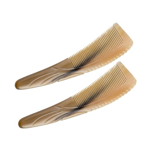 VICASKY 2 Stück Hornkamm Hornkämme Für Damen Feine Zahnkämme Für Frauen Reisekamm Massagekamm Für Die Kopfhaut Bartkamm Für Männer Breite Kämme Für Frauen Kaffee Hörner von VICASKY