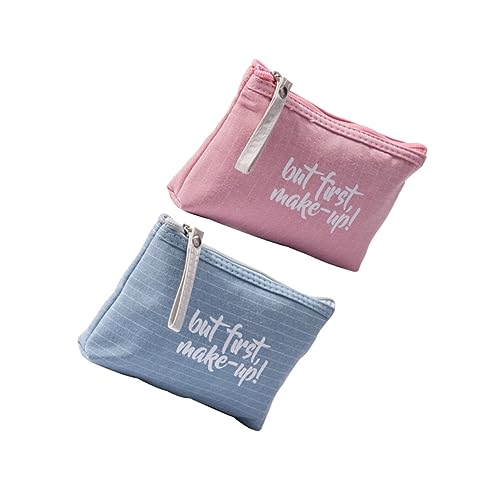 VICASKY 2 Stück Kosmetiktaschen mit Englischen Makeup Organizer für Damen und Toilettenartikel Aufbewahrung und Blau Kompakt und Leicht für Unterwegs von VICASKY
