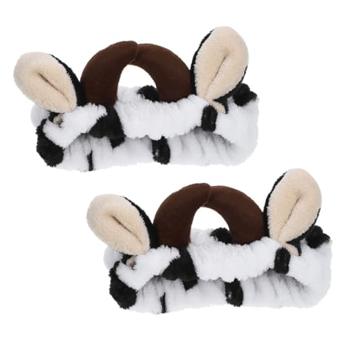 VICASKY 2 Stück Kuh Make Up Haarband Lustiges Weiches Stirnband für Hautpflege Gesichtsreinigung und Duschen Cartoon Design für Verschiedene Anwendungen und Komfortabel im Tragen von VICASKY